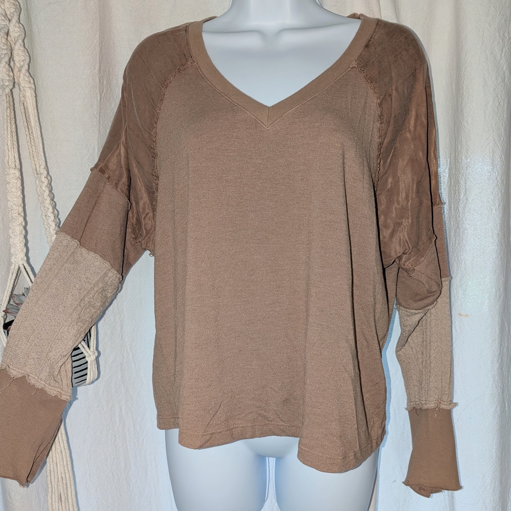 Maven West V-Neck Long Sleeve Top - Brown